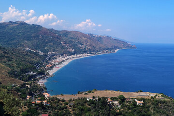 Fototapeta na wymiar Coastal View from Taormina Greek Theater
