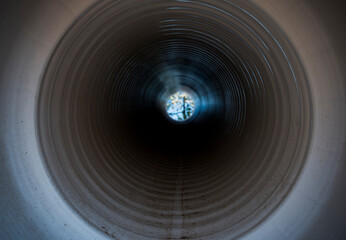 grey plastic corrugated pipe removed from inside