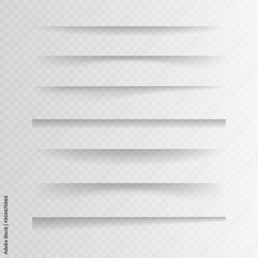 Poster set different shape page divider isolated on transparent background. vector illustration