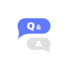 Questions and answers label. Messages bubbles with questions and answers text. Logo design. Vector illustration