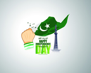 vector illustration for Pakistan independence day-14th August, greeting, banner, flyer, stickers for promotional advertisement  