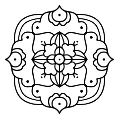 Hand drawn Flower Mandala illustration. Vintage decorative element.