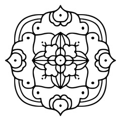 Hand drawn Flower Mandala illustration. Vintage decorative element.