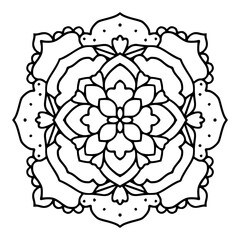 Hand drawn Flower Mandala illustration. Vintage decorative element.