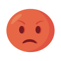 angry emoji with red face flat style icon