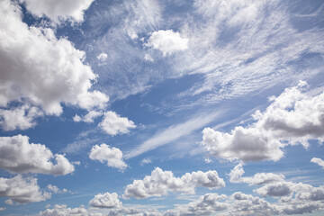 Blue sky with many white clouds