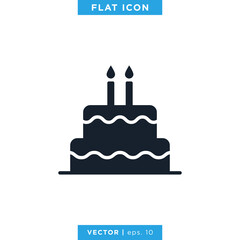 Birthday Cake Icon Vector Design Template