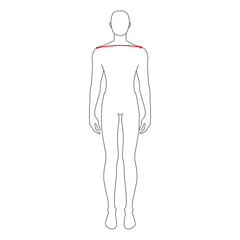 Men to do shoulder width measurement fashion Illustration for size chart. 7.5 head size boy for site or online shop. Human body infographic template for clothes. 