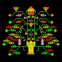 Fototapeta na wymiar moldovan traditional geometric pattern - tree of life