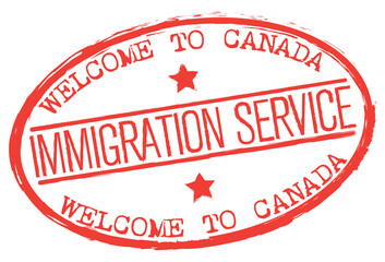 Immigration Service Stamp. Welcome To Canada. Vector Rubber Stamp.