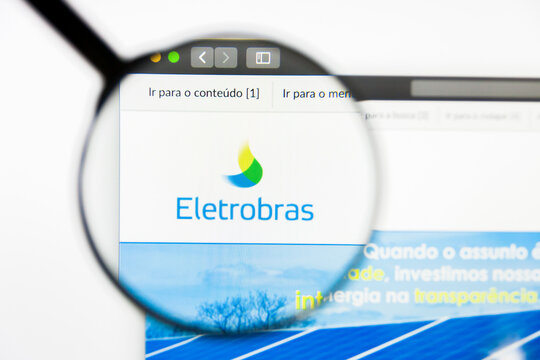 Los Angeles, California, USA - 12 March 2019: Illustrative Editorial, Eletrobras website homepage. Eletrobras logo visible on display screen