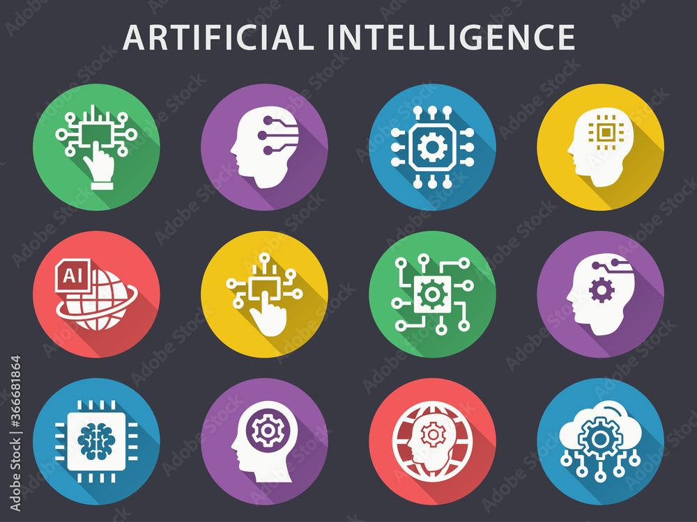 Canvas Prints artificial intelligence vector icons set.