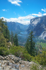 hiking the four mile trail in yosemite national park in california, usa