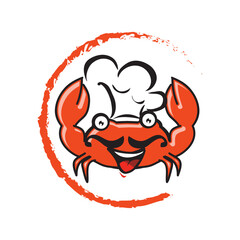 cartoon character crab logo design vector illustration