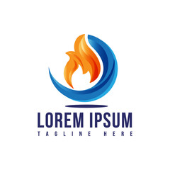 orange blue fire flames logo vector design icons elements