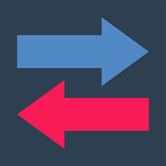 Graphic mall, Arrows direction, Flat color icon.