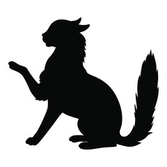 Vector illustrations of silhouette of sitting black cat in the profile
