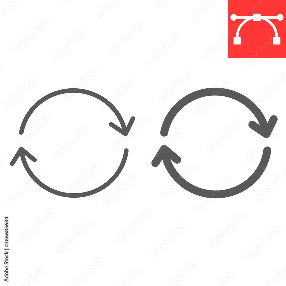 Poster reload line and glyph icon, ui and button, refresh sign vector graphics, editable stroke linear icon