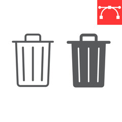 Trash bin line and glyph icon, ui and button, delete sign vector graphics, editable stroke linear icon, eps 10.