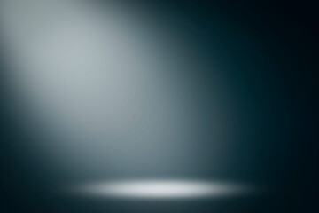 Obraz premium On a black background, the spotlight shines down. Light source, artificial light.