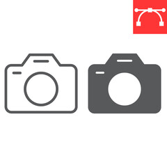 Camera line and glyph icon, ui and button, photography sign vector graphics, editable stroke linear icon, eps 10.