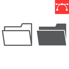 Folder line and glyph icon, ui and button, document sign vector graphics, editable stroke linear icon, eps 10.