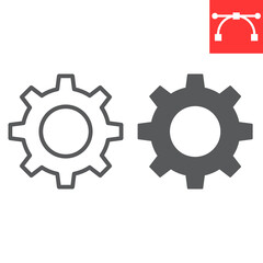 Settings line and glyph icon, ui and button, cogwheel sign vector graphics, editable stroke linear icon, eps 10.