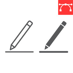 Edit line and glyph icon, ui and button, pen sign vector graphics, editable stroke linear icon, eps 10.