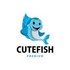 fish thumb up mascot character logo vector icon illustration