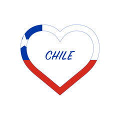 Chile flag in heart. I love my country. sign. Stock vector illustration isolated on white background.