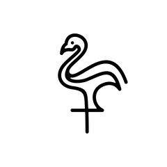 flamingo line outline logo vector icon illustration