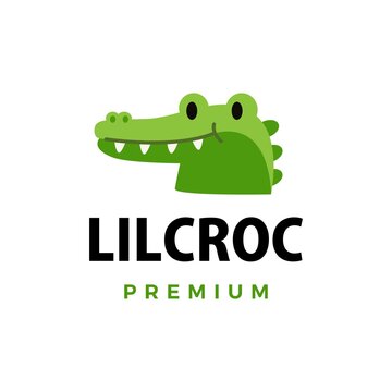 cute little crocodile cartoon logo vector icon illustration