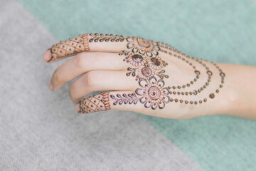 Bridal mehndi- henna tattoo on women hands. mehndi is a traditional indian decorative art. ( mehndi hands)