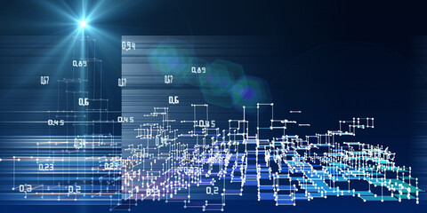 Abstract analysis infographics background with blurred lines and star. Data chart.  3d diagram analysis algorithms. City network concept. Big data.