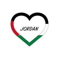 Jordan flag in heart. I love my country. sign. Stock vector illustration isolated on white background.