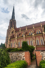 Naklejka premium Holy Trinity Catholic Church exterior. Gervyaty, landmarks and famous places in Belarus