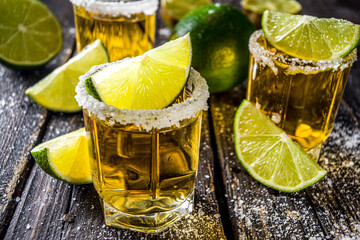 Golden tequila shots