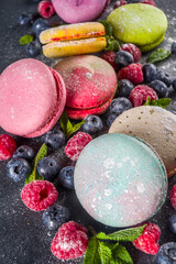 Colorful french macaron dessert