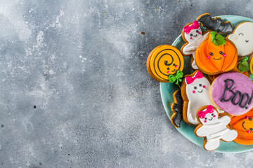 Halloween background with Funny Gingerbread Cookies