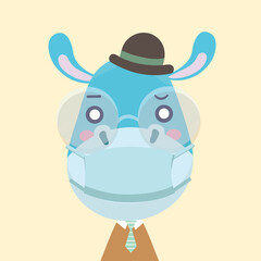 Face mask cartoon animal illustration.