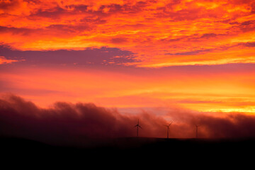 nice sunset with the windmills in the background