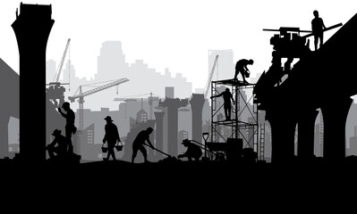 Fototapeta na wymiar Labor day vector illustration background,Silhouette of construction.
