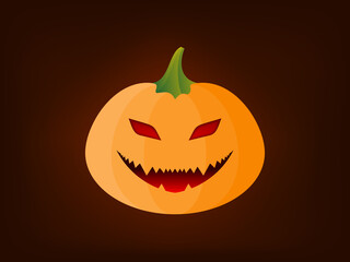 Spooky pumpkin smiling expression on Halloween night