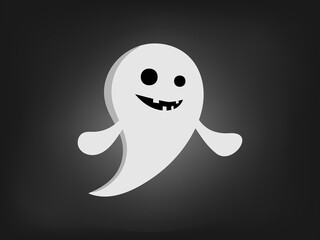 Illustration of ghost character on a dark halloween night