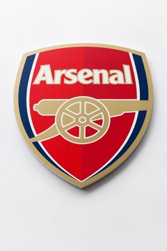 London, United Kingdom - September 25, 2019: Arsenal Football Club logo on a wall. Arsenal Football Club is a professional football club based in London, England, that plays in the Premier League