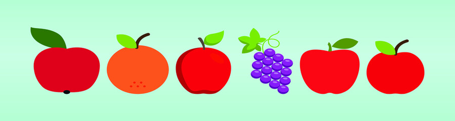 a set of fruit. grape, apple and orange stock vector illustration