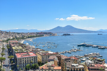 Fototapeta na wymiar Mergellina, Vesuvius and the coast of Naples seen from above