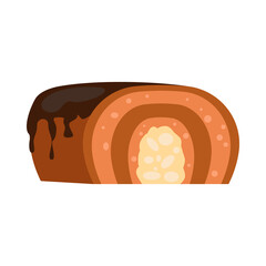 Chocolate roll cake. Dessert, sweet snack, pudding. illustration can be used for topics like bakery, coffee shop menu, pastry