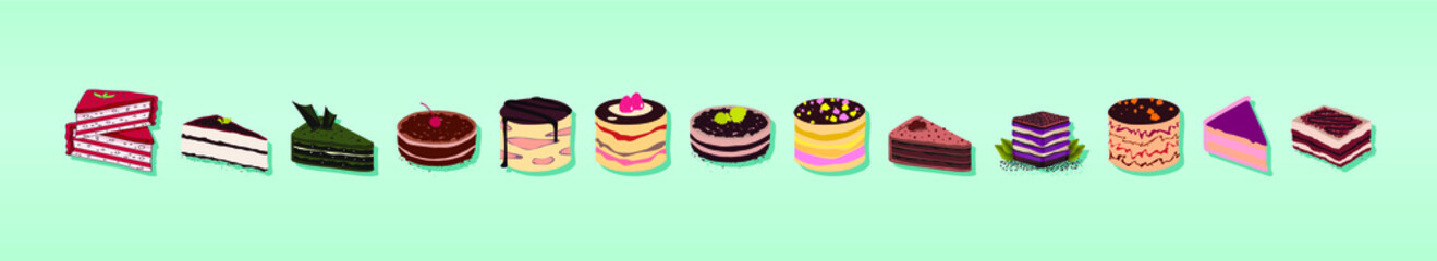 a set of tiramisu cake stock vector illustration