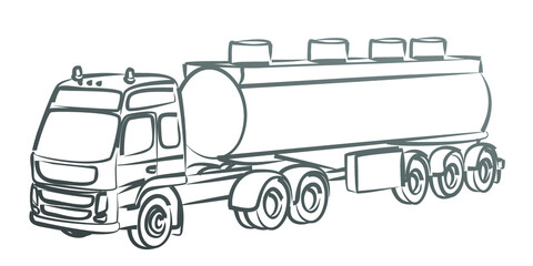 The Sketch of a big fuel truck.